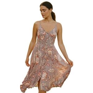 Angie Floral Spaghetti Strap Sundress Size Small Beachy Hankerchief Hem